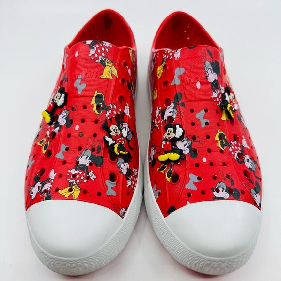 Native Disney Unisex Slip On Shoe Red Minnie Mouse w/Mickey & Minnie Charms W10 - Picture 5 of 11